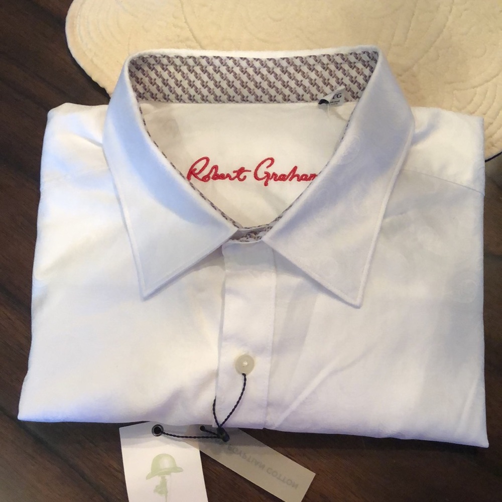 🥂Robert Graham White on white paisley pattern, Egyptian cotton shirt